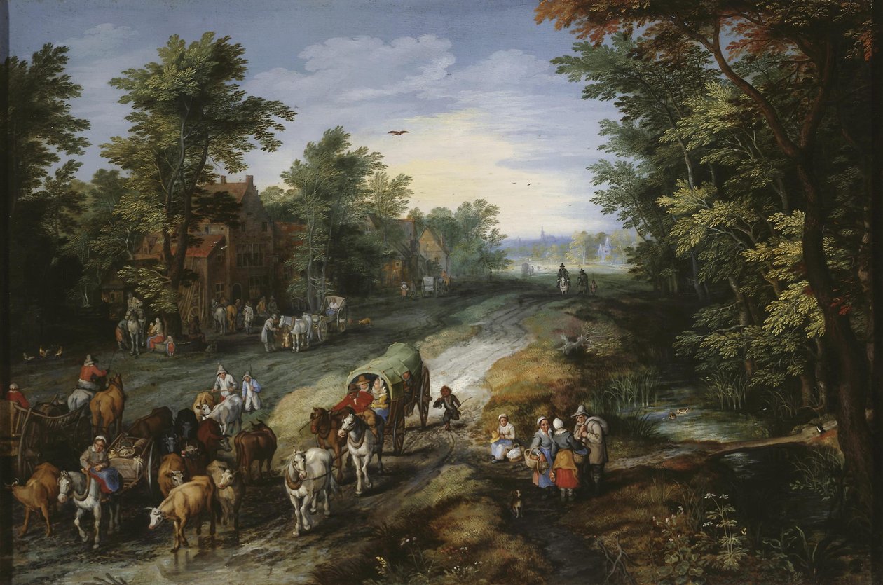 Väg i närheten av en stad av Jan Brueghel the Elder