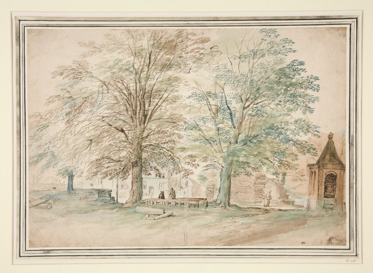 Byns mötesplats under två gamla träd av Jan Brueghel the Elder