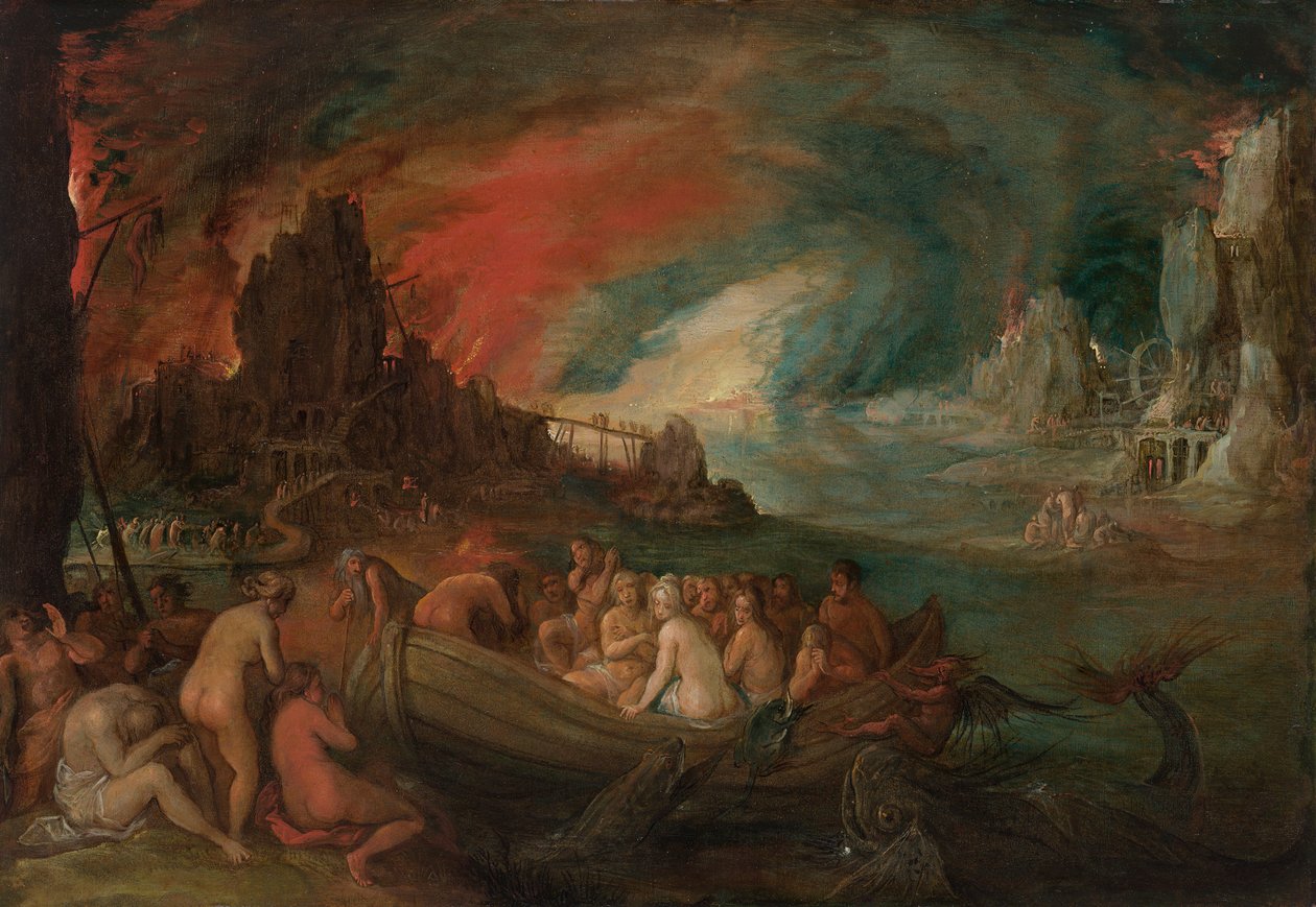 Charon färjar själar över Styx av Jan Brueghel the Younger
