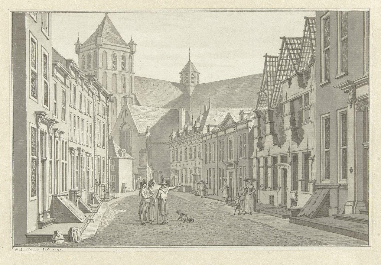 Ruin av Lucas van Stevenincks hus i Middelburg, 1787 av Jan Bulthuis (signed by artist)