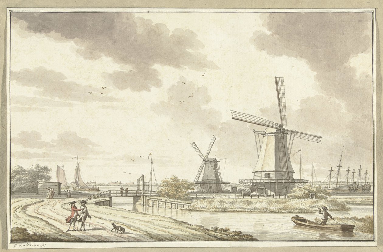 Utsikt över Zandhoek, utanför Haarlemmerpoort i Amsterdam av Jan Bulthuis