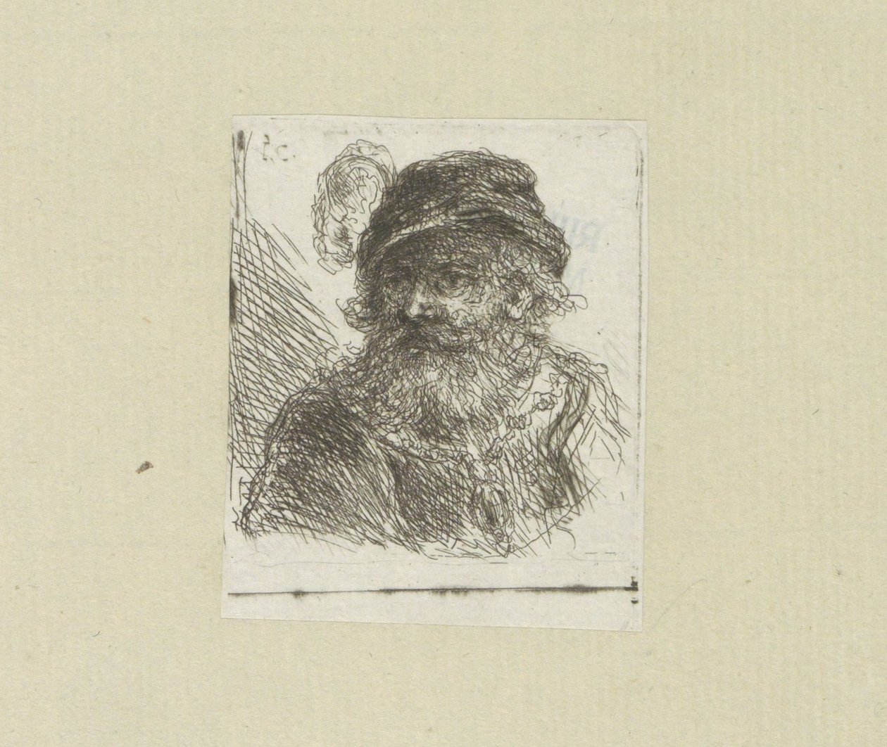 Bebaarde man sätter pluimhoed The Compleat Work of Etchings av John Chalon / Oeuvre Complette des Eaux Fortes av Jean Chalon (serietitel) av Jan Chalon