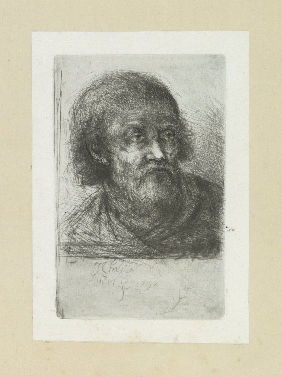 Bebaarde man, till rätt The Compleat Work of Etchings av John Chalon / Oeuvre Complette des Eaux Fortes av Jean Chalon (serietitel) av Jan Chalon