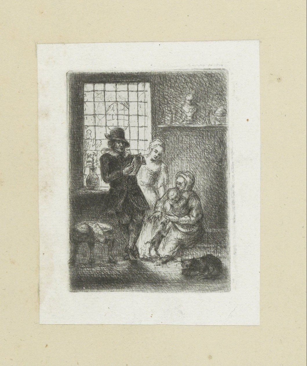 Interiör sätter een gezin The Compleat Work of Etchings av John Chalon / Oeuvre Complette des Eaux Fortes av Jean Chalon (serietitel) av Jan Chalon