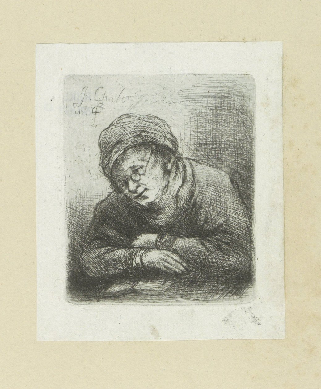 Lezende man lyser The Compleat Work of Etchings av John Chalon / Oeuvre Complette des Eaux Fortes av Jean Chalon (serietitel) av Jan Chalon