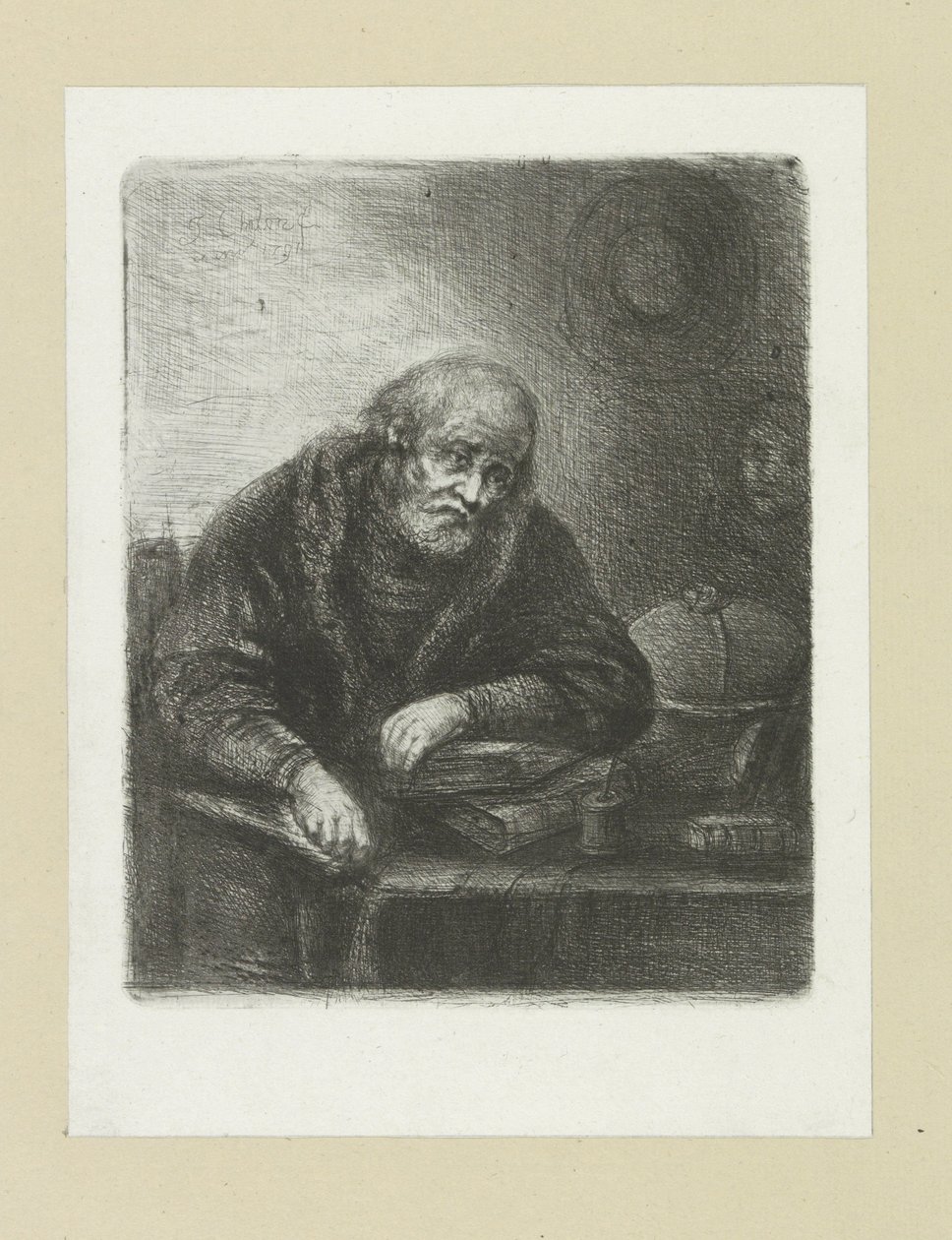En gammal man på sitt kontor The Compleat Work of Etchings av John Chalon / Oeuvre Complette des Eaux Fortes av Jean Chalon (serietitel) av Jan Chalon