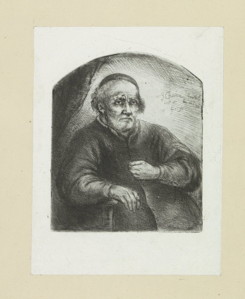 Oude man in en leunstoel The Compleat Work of Etchings av John Chalon / Oeuvre Complette des Eaux Fortes av Jean Chalon (serietitel) av Jan Chalon