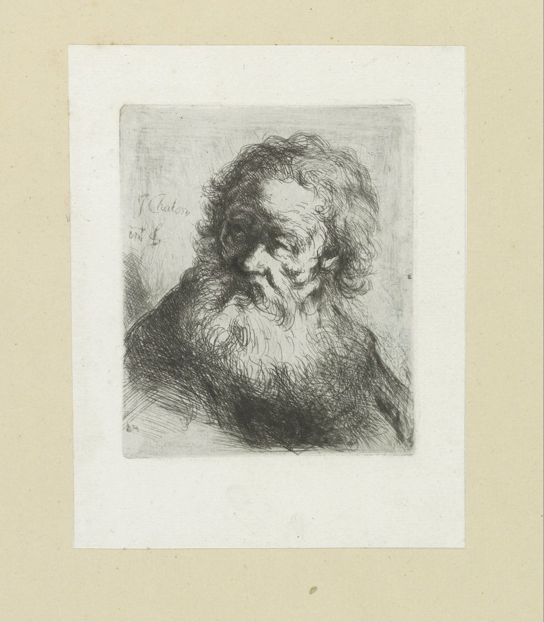 Oude man sätter baard The Compleat Work of Etchings av John Chalon / Oeuvre Complette des Eaux Fortes av Jean Chalon (serietitel) av Jan Chalon