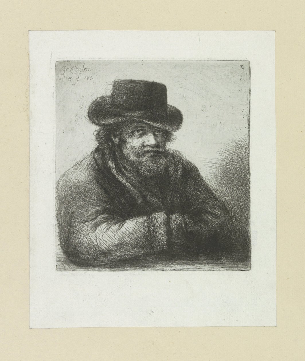 Oude man satte baard i hoed The Compleat Work of Etchings av John Chalon / Oeuvre Complette des Eaux Fortes av Jean Chalon (serietitel) av Jan Chalon
