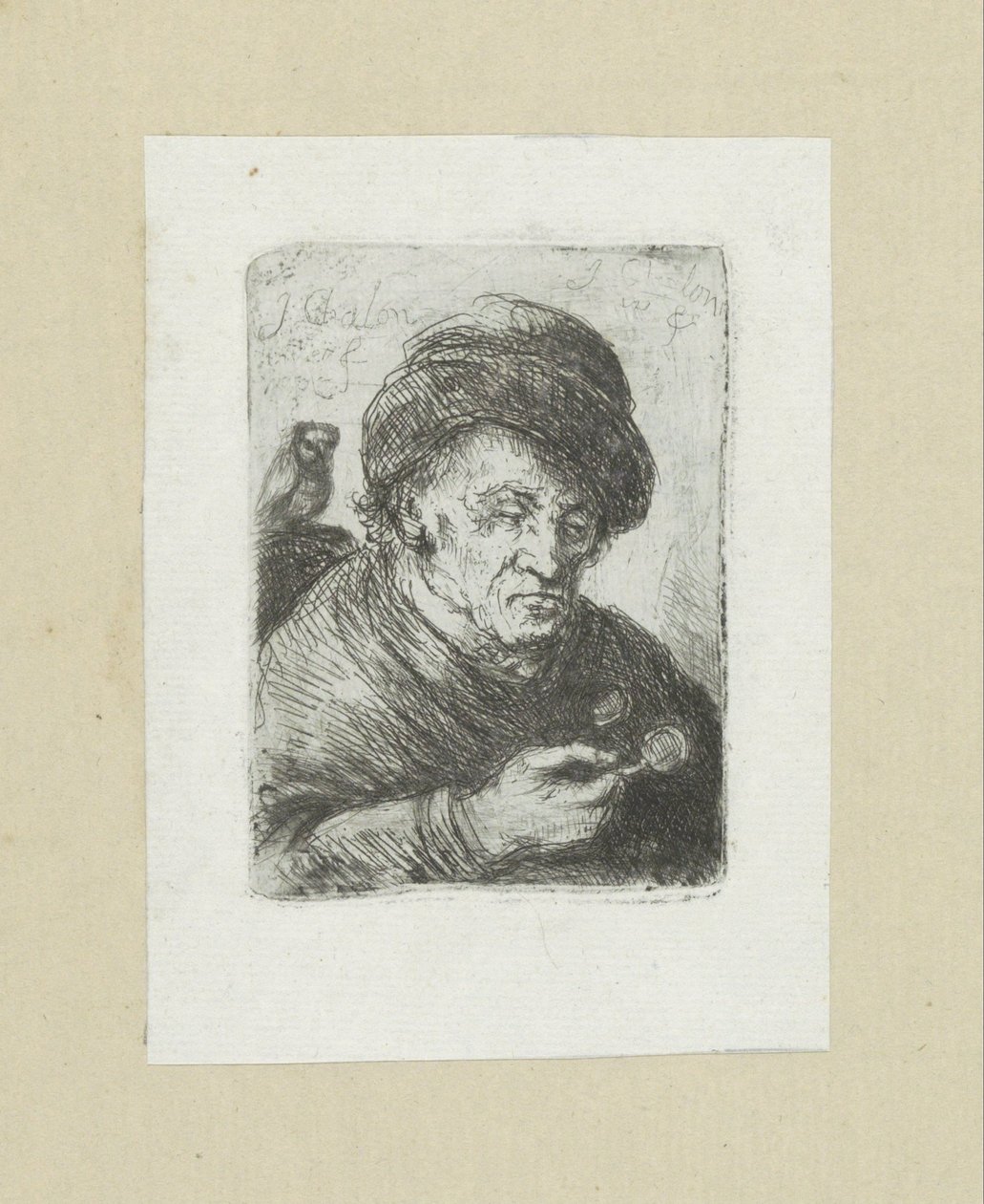 Oude man lyser i uil The Compleat Work of Etchings av John Chalon / Oeuvre Complette des Eaux Fortes av Jean Chalon (serietitel) av Jan Chalon