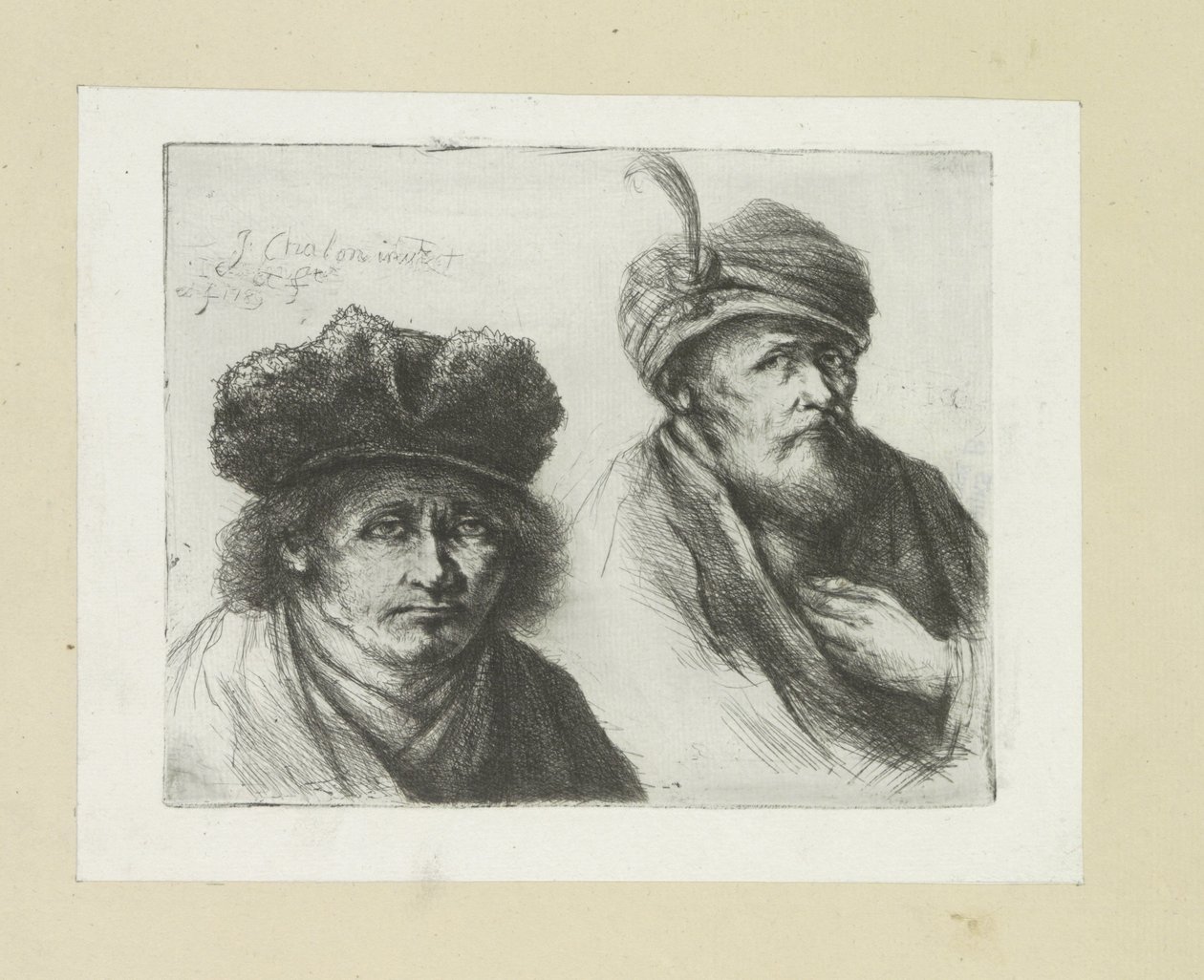 Twee mannen sätter hackad i tulband The Compleat Work of Etchings av John Chalon / Oeuvre Complette des Eaux Fortes av Jean Chalon (serietitel) av Jan Chalon