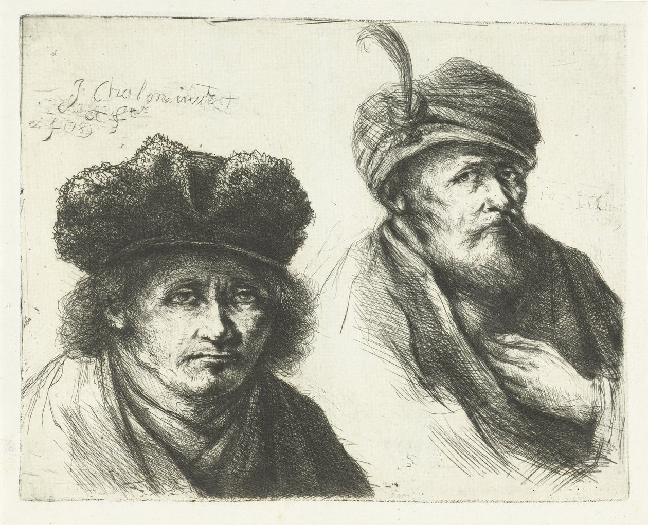 Två män, med hattar och turbaner av Jan Chalon
