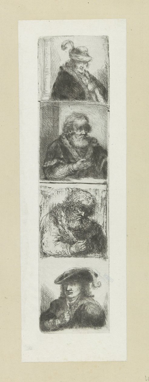 Vier mansportretten The Compleat Work of Etchings av John Chalon / Oeuvre Complette des Eaux Fortes av Jean Chalon (serietitel) av Jan Chalon