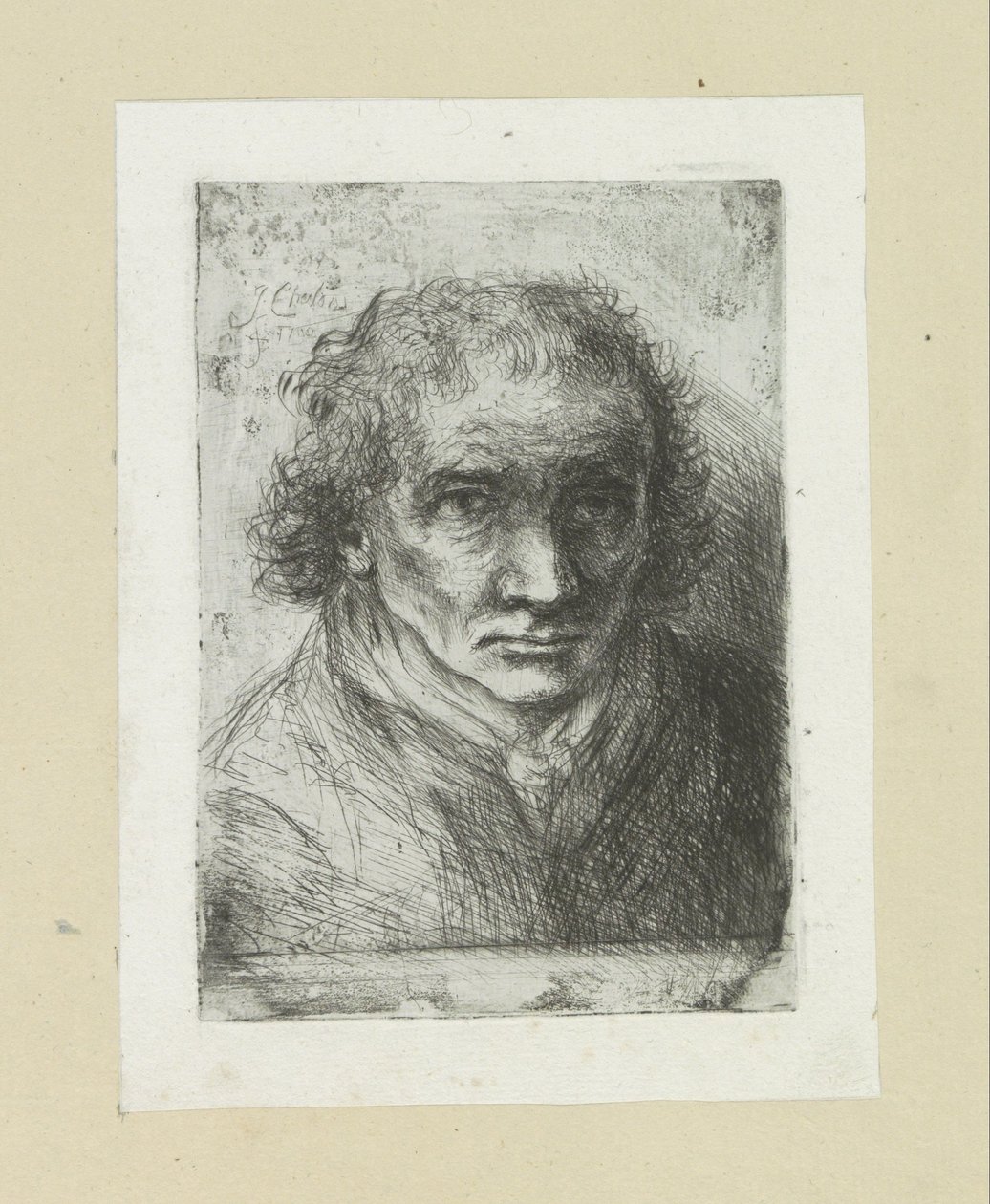 Volwassen man sätter sjaal The Compleat Work of Etchings av John Chalon / Oeuvre Complette des Eaux Fortes av Jean Chalon (serietitel) av Jan Chalon