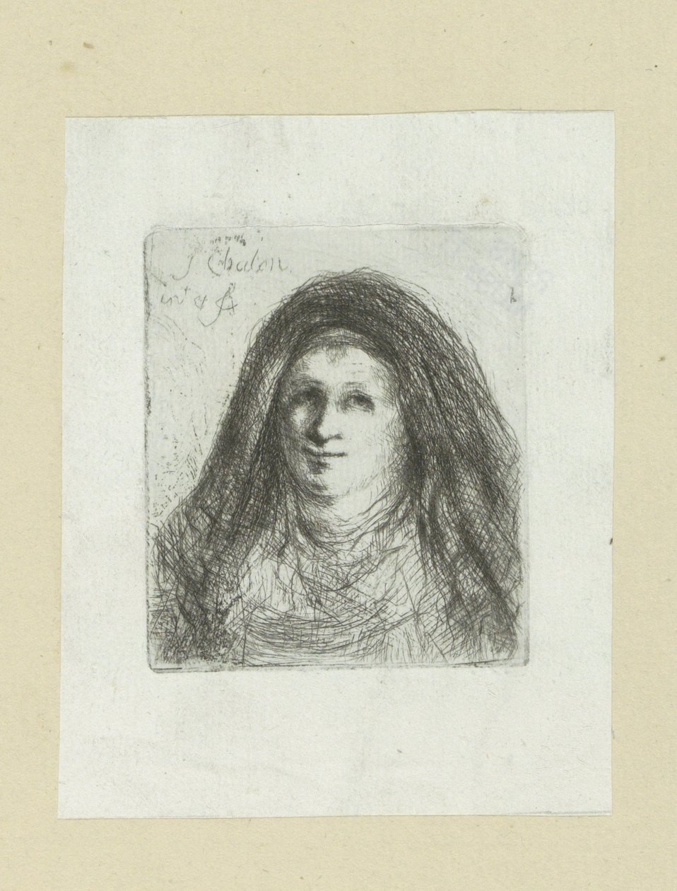 Vuxen kvinna med huvudduk The Compleat Work of Etchings av John Chalon / Oeuvre Complette des Eaux Fortes av Jean Chalon (serietitel) av Jan Chalon