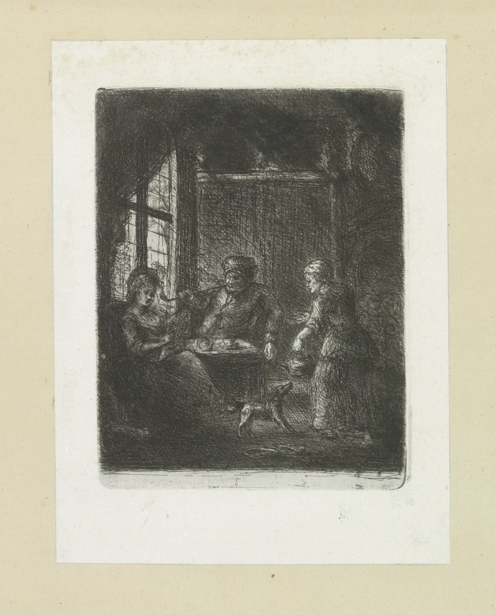 Woonkamer sätter paar The Compleat Work of Etchings av John Chalon / Oeuvre Complette des Eaux Fortes av Jean Chalon (serietitel) av Jan Chalon