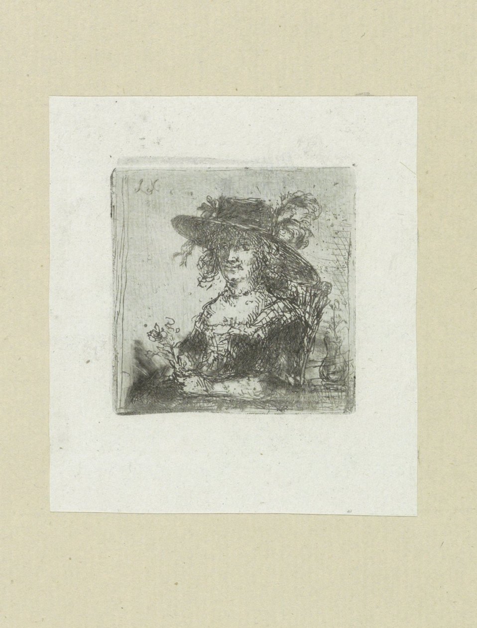 Zittende kvinna met hoed The Compleat Work of Etchings av John Chalon / Oeuvre Complette des Eaux Fortes av Jean Chalon (serietitel) av Jan Chalon