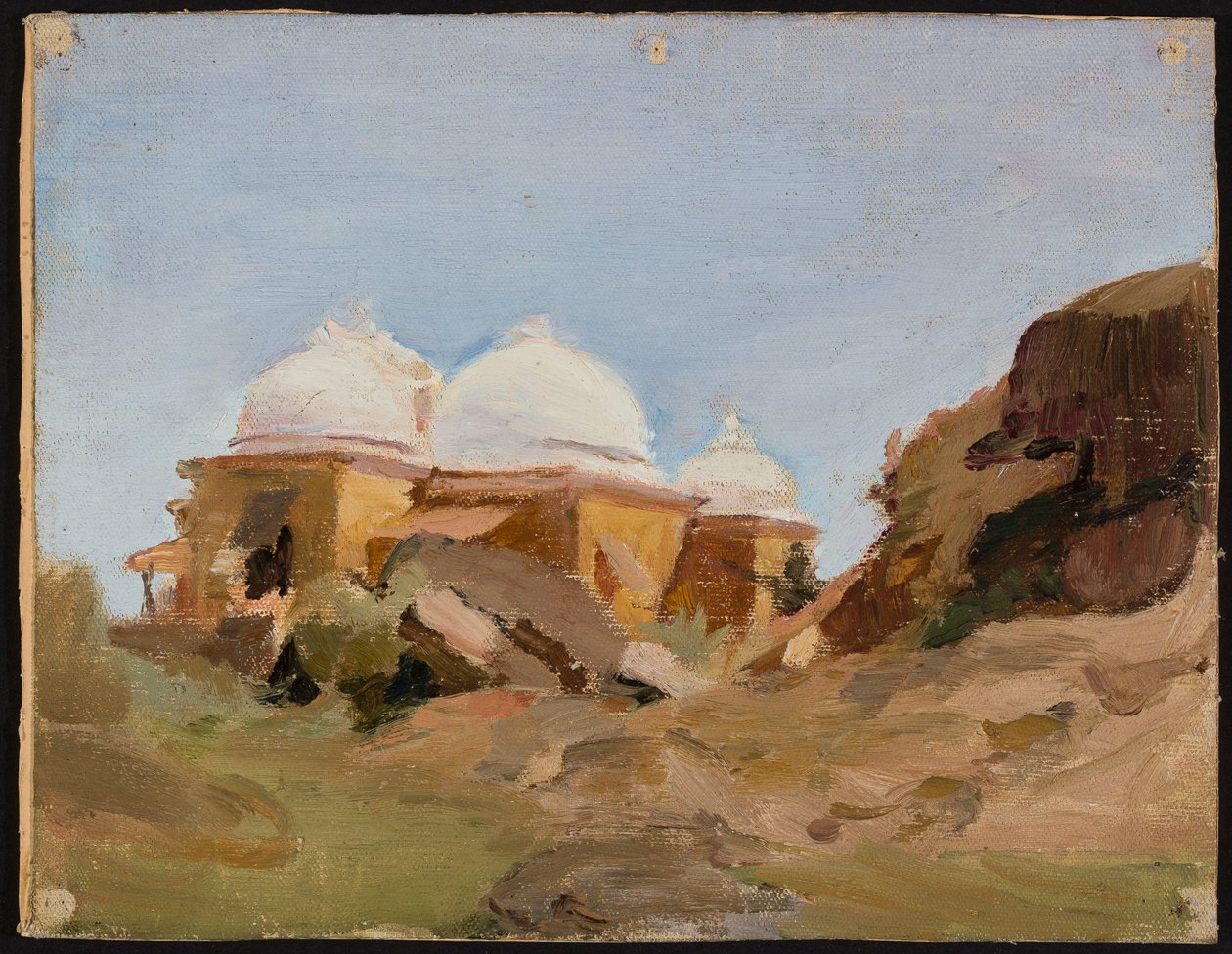 Tempel mit weißen Kuppeln. Von einer Reise nach Indien av Jan Ciągliński