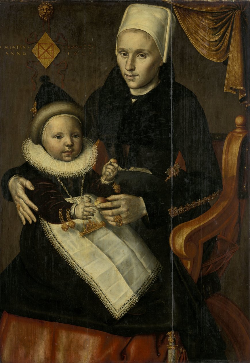 Mor och barn i Noord-Holland kostym av Jan Claesz. (attributed to)