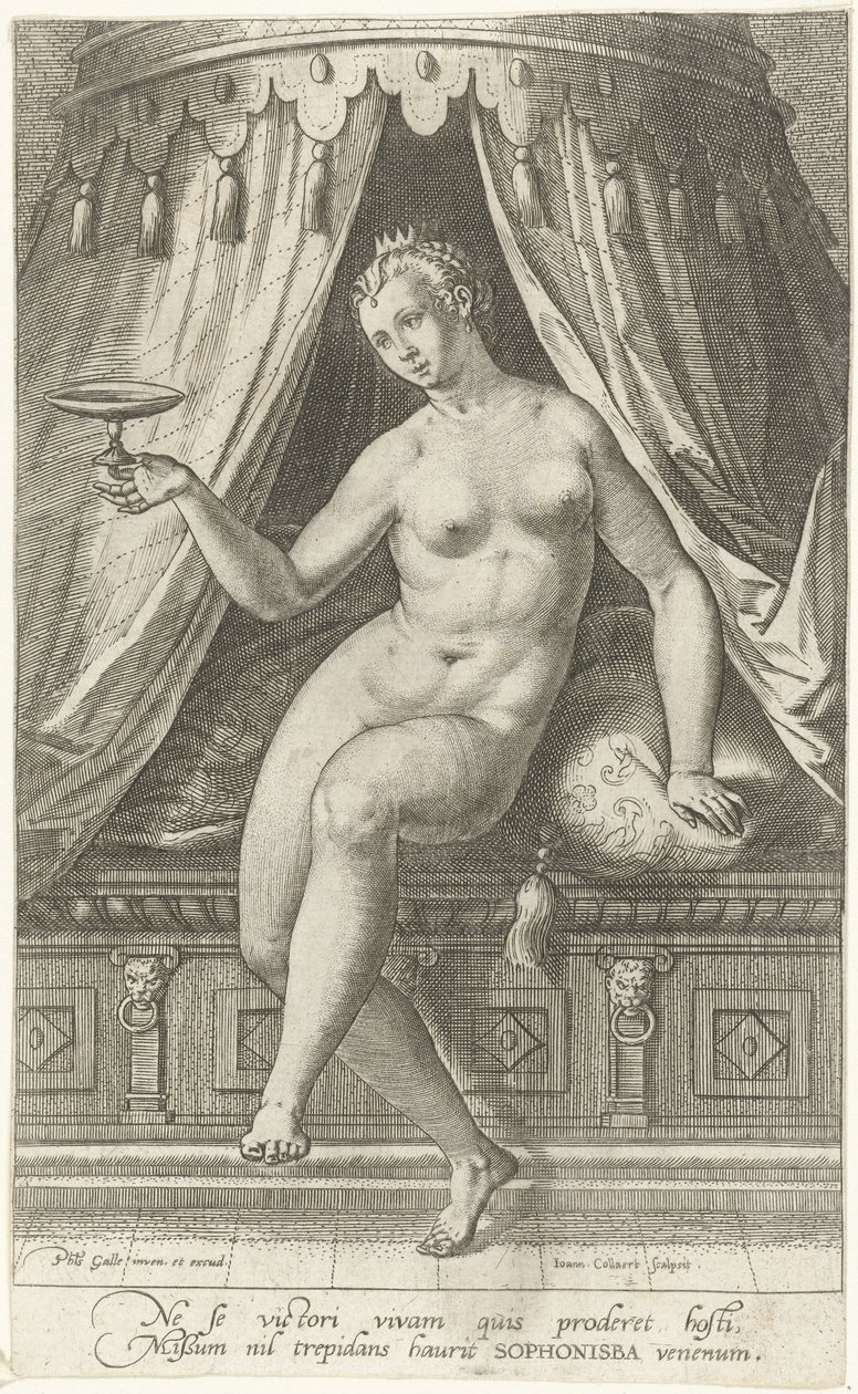 Sophonisbas död Famous Suicides of Antiquites (serietitel) av Jan Collaert (II)
