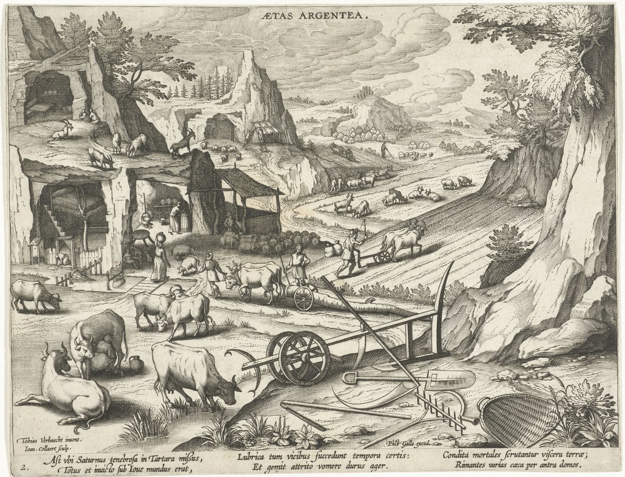 Silveråldern Aetas Argentea (titel på objekt) The Four Ages of Man (serietitel) av Jan Collaert (II)