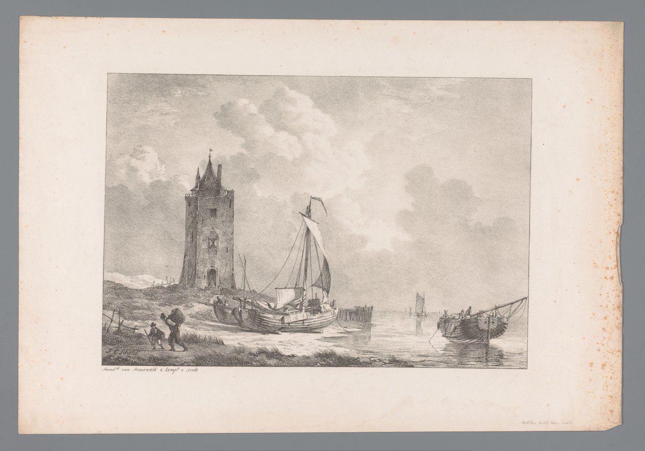 Kustlandskap med torn Målningar av holländska mästare från Wijlen den Wel-Eds samling. född Mr J.A. van Dam (serietitel) av Jan Dam Steuerwald (possibly)