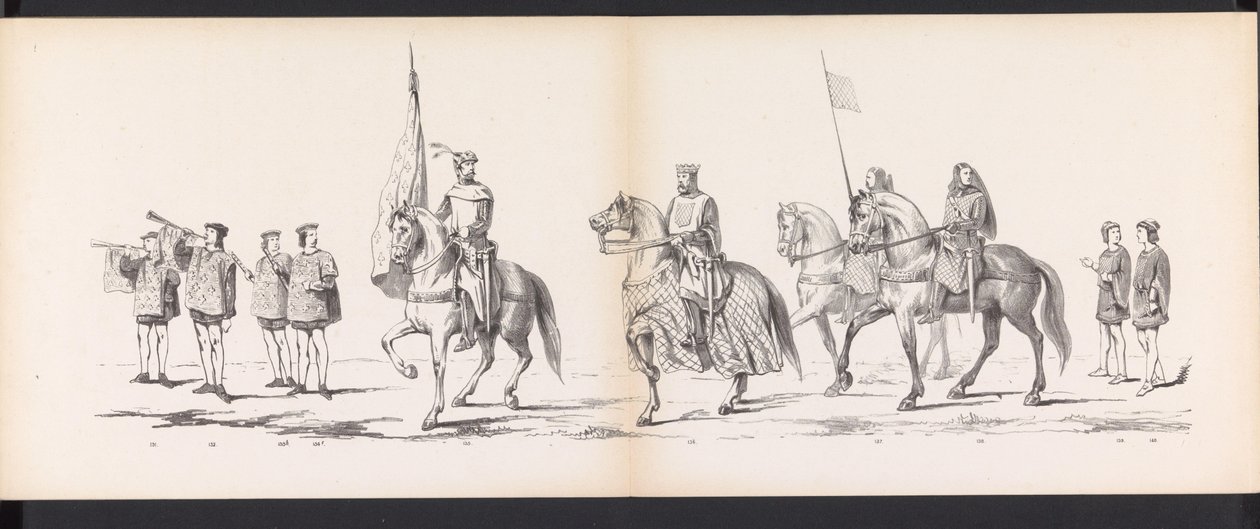 Leidenstudenternas maskerad, 1865 (skylt 11) Klädd procession som hölls av medlemmarna i Leidens studentkår den 6 juni 1865, för att fira 290-årsjubileet av Leidsche Hoogeschool, föreställande: holländarnas inträde b. av Jan Daniël Cornelis Carel Willem baron de Constant Rebecque