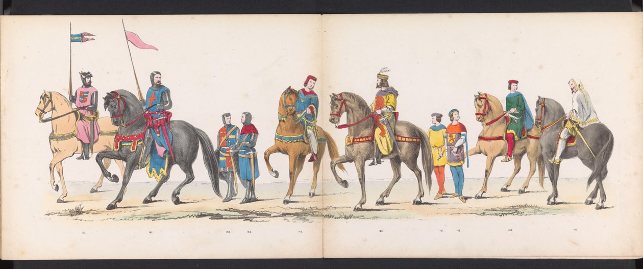 Masquerade of the Leiden Students, 1865 (skylt 12) Klädd procession som hölls av medlemmarna i Leidens studentkår den 6 juni 1865, för att fira 290-årsjubileet av Leidsche Hoogeschool, föreställande: holländarnas inträde b. av Jan Daniël Cornelis Carel Willem baron de Constant Rebecque