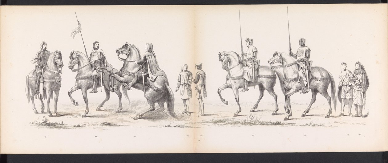 Masquerade of the Leiden Students, 1865 (skylt 14) Klädd procession som hölls av medlemmarna i Leidens studentkår den 6 juni 1865, för att fira 290-årsjubileet av Leidsche Hoogeschool, föreställande: holländarnas inträde b. av Jan Daniël Cornelis Carel Willem baron de Constant Rebecque