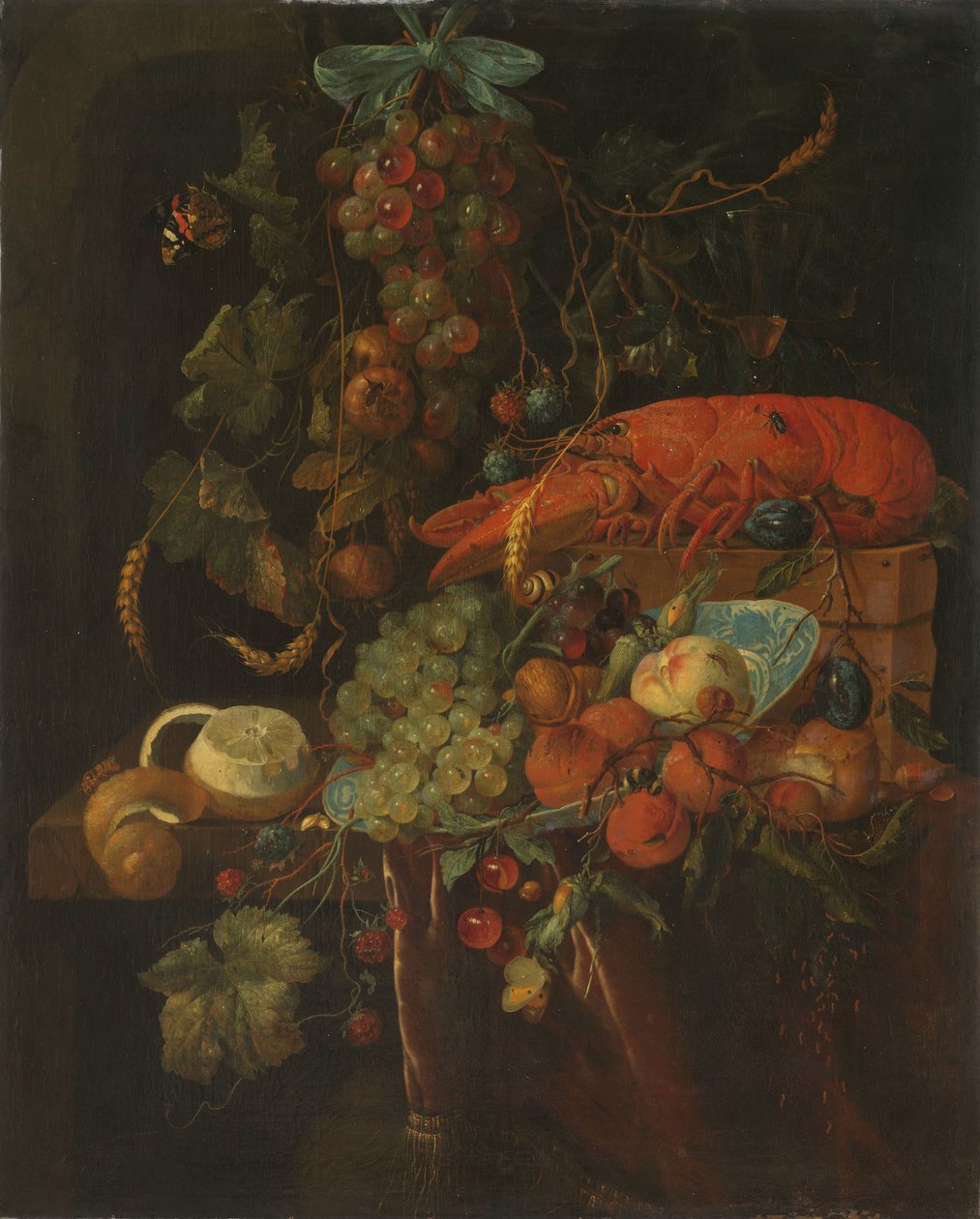 Stilleben med frukt och en hummer av Jan Davidsz. de Heem (copy after)