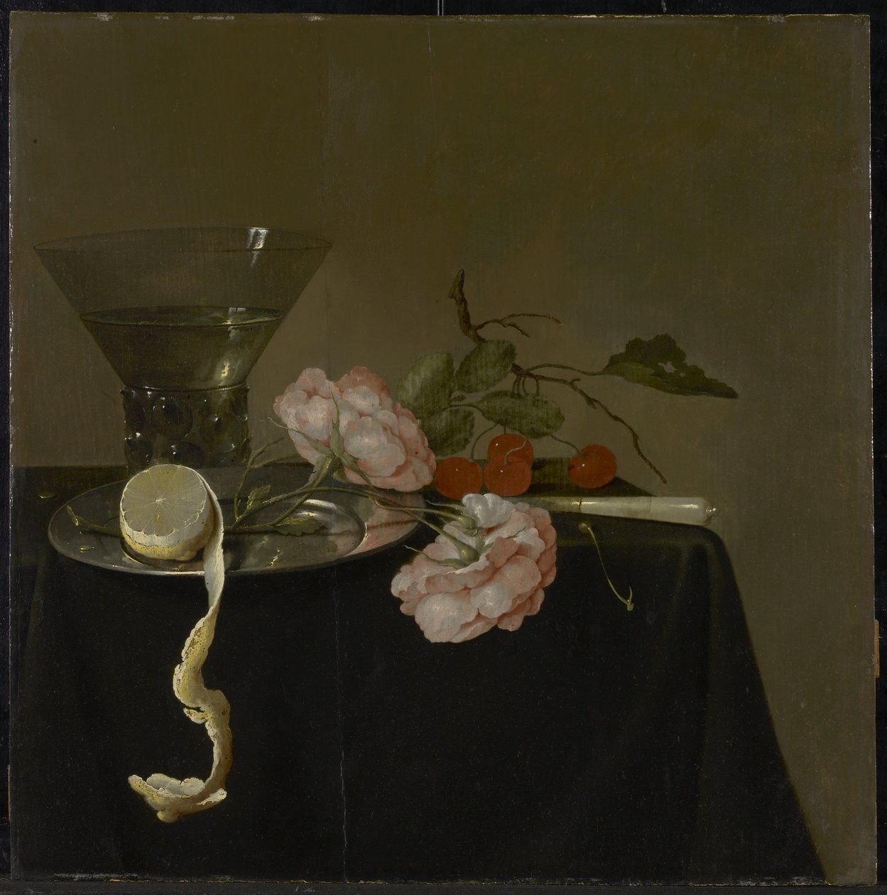 Stilleben med dricksglas, frukt och rosor, c.1632-34 av Jan Davidsz de Heem