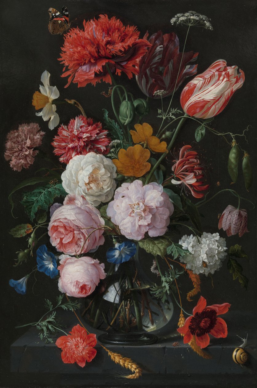 Stilleben med blommor i en glasvas av Jan Davidsz de Heem