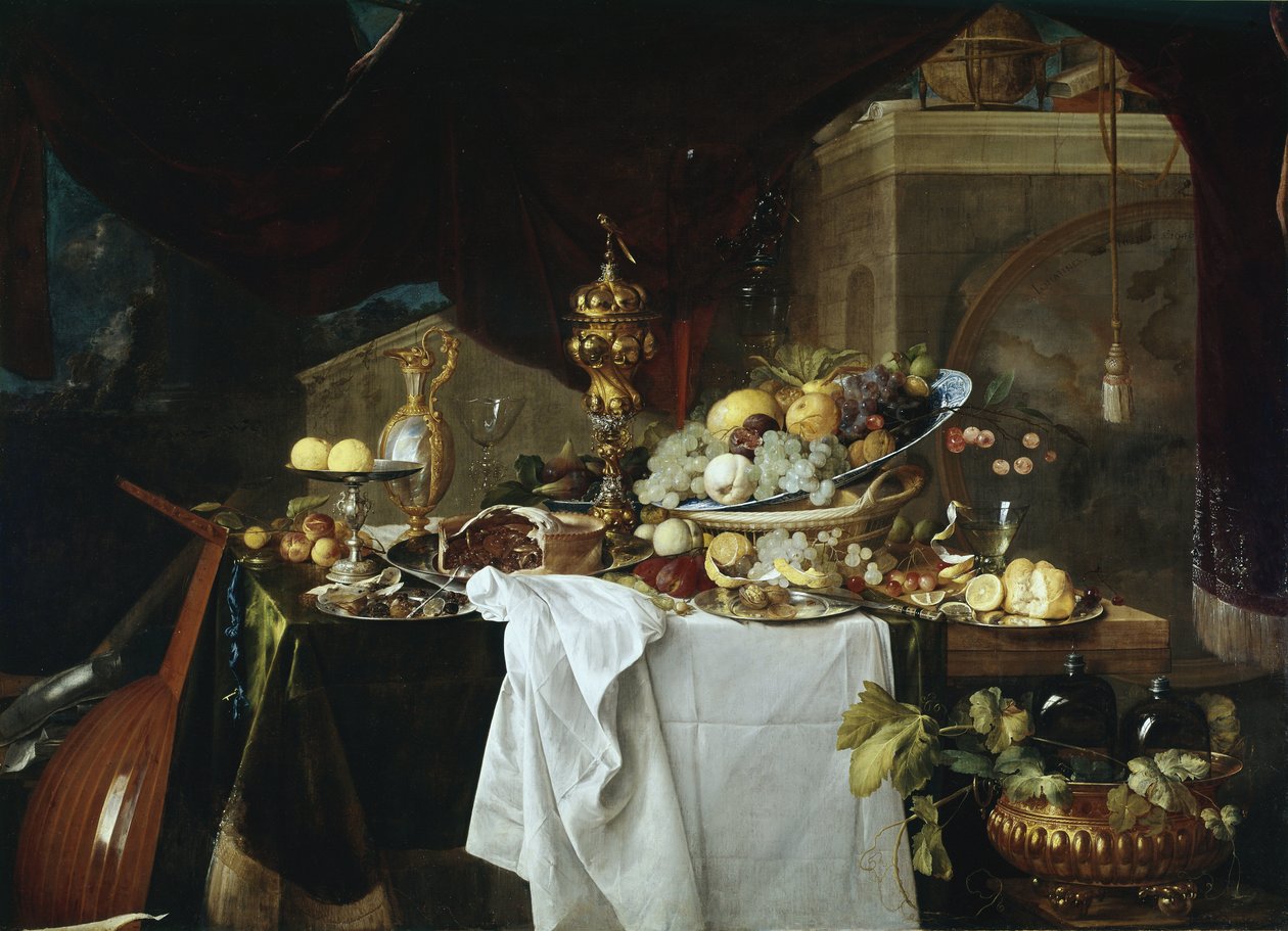 Stilleben (olja på duk av Jan Davidsz de Heem