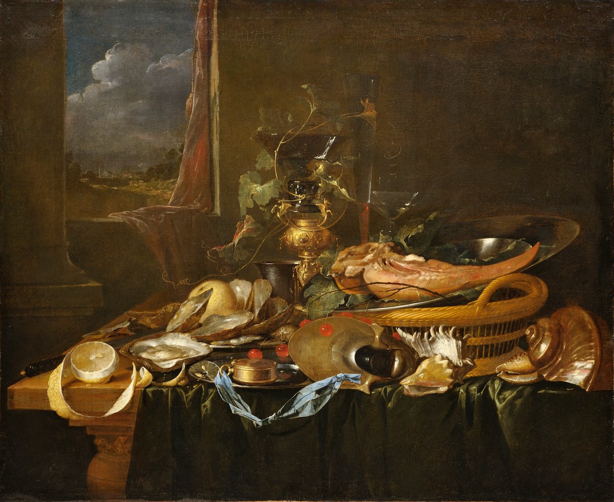 Stilleben med ostron och kokt oxtunga av Jan Davidsz. de Heem