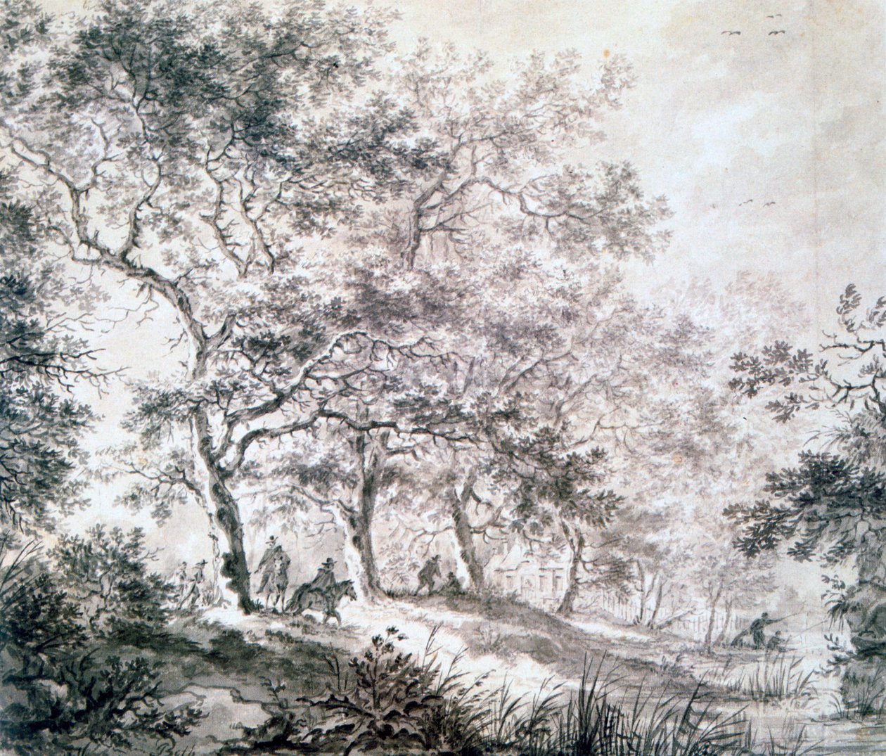 En grupp träd vid vattenkanten, 1643 av Jan Dirksz Both