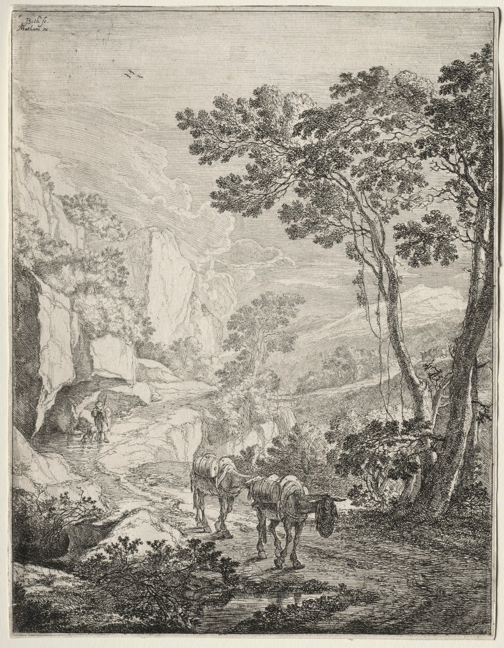 De två mulorna. Rocca Aquatico nära Ancona. av Jan Dirksz Both