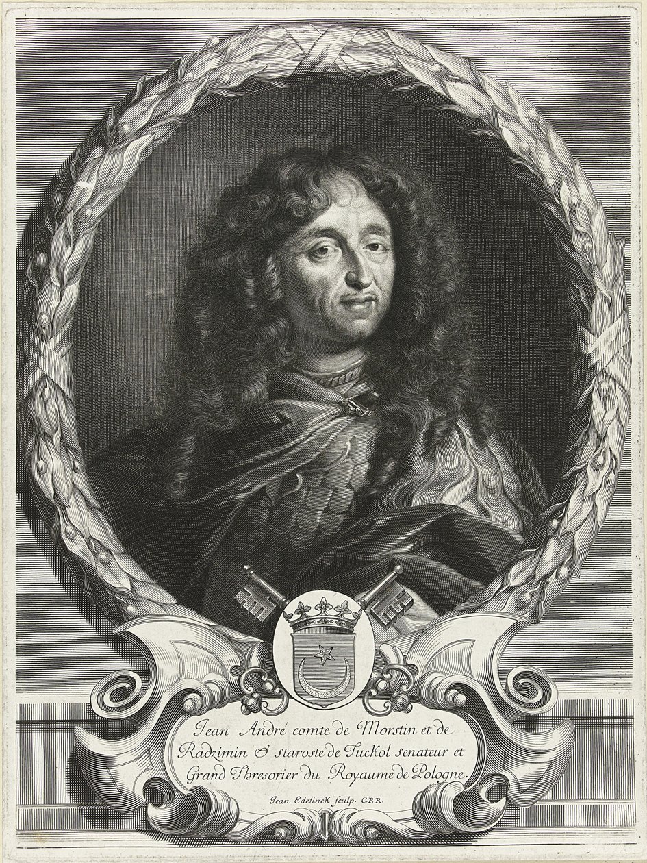 Porträtt av poeten Jan Andrzej Morsztyn 1621-1693, 1670-talet av Jan Edelinck