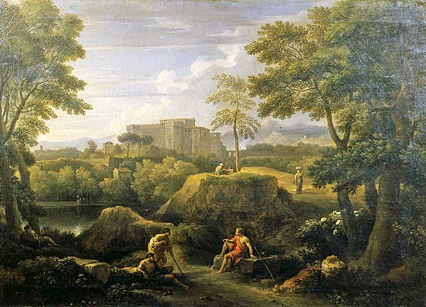 Landskap med figurer (olja på duk) av Jan Frans van Bloemen