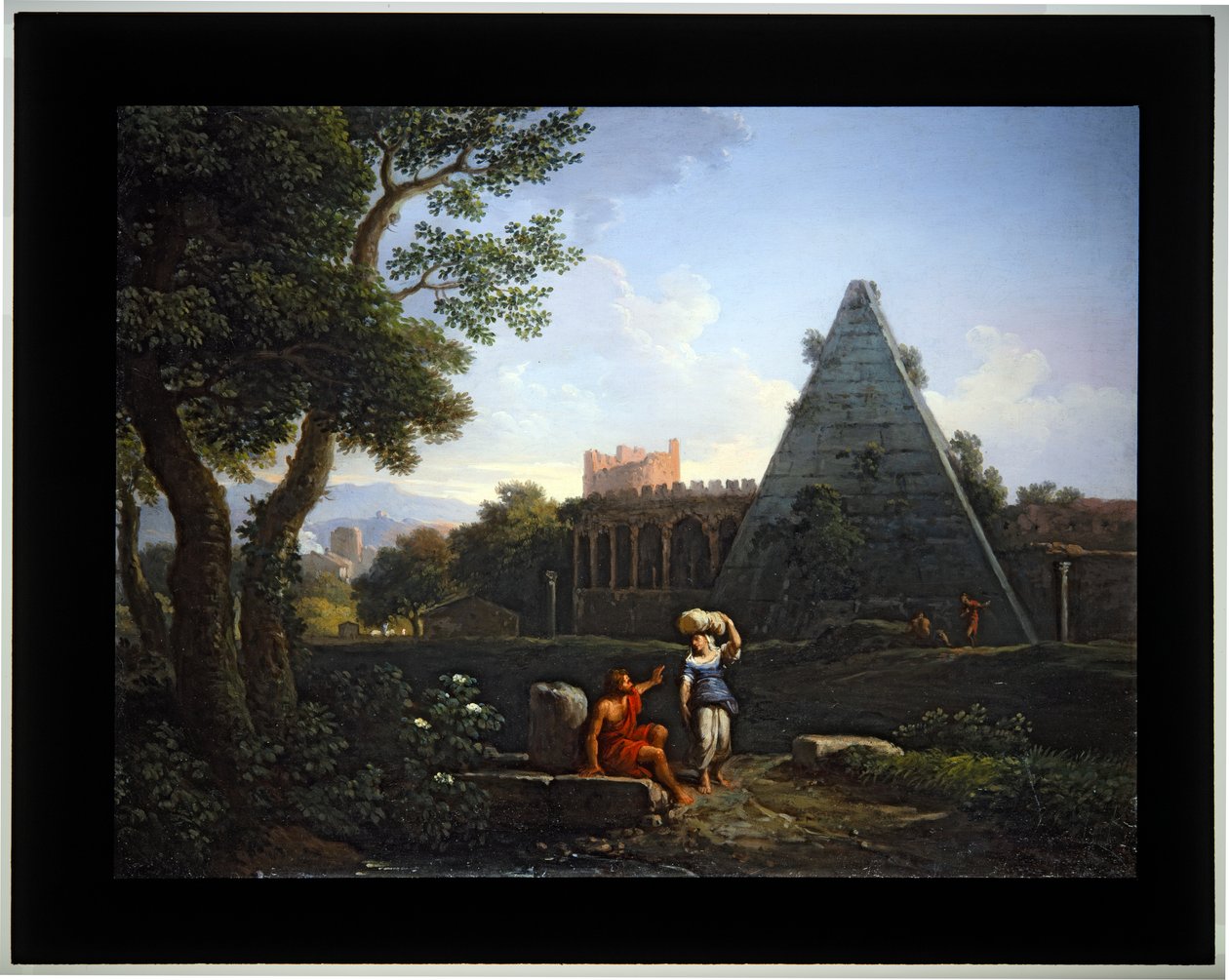 Uppsättning av fyra Cappricio; (3) Pyramid av Cestius (duk) av Jan Frans van (1662-1749) Bloemen