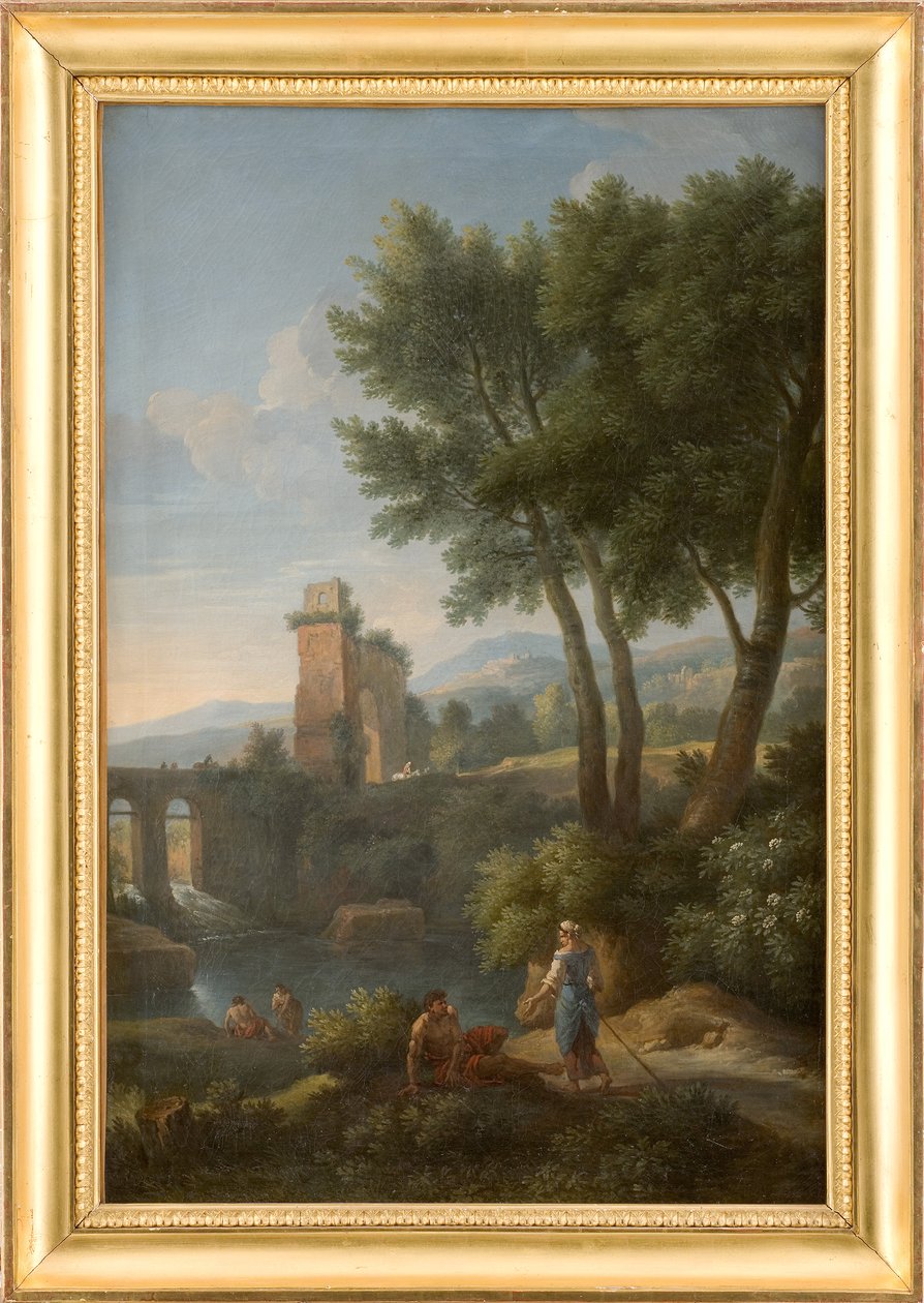 Landskap vid bron av Jan Frans van Bloemen