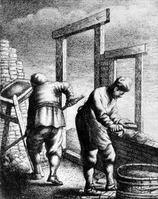 Murare, från en serie föreställande yrken och yrken, ca 1635 (etsning) av Jan Georg van Vliet