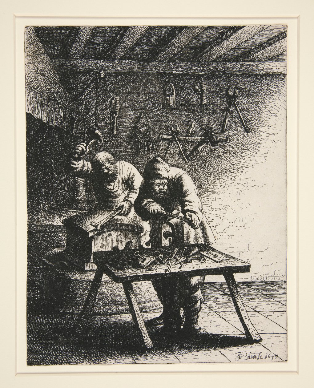 Låssmeder, från en serie av 18 hantverk och yrken av Jan Georg van Vliet