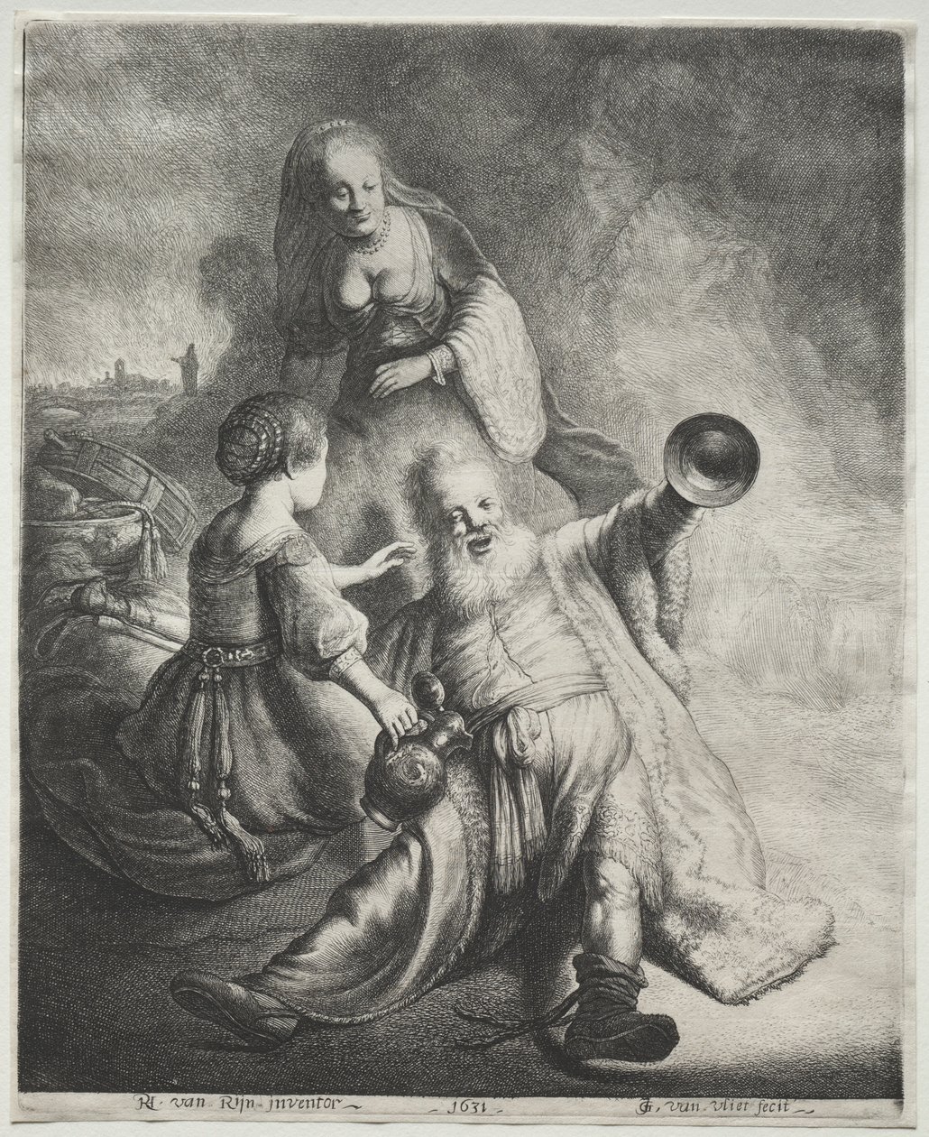 Lot och hans döttrar, 1600-talet. av Jan Georg van Vliet