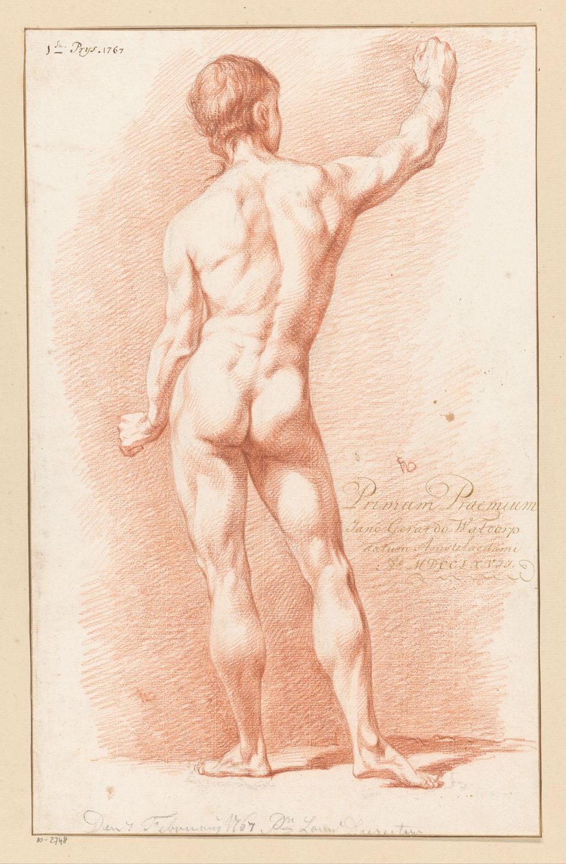 Stående manlig naken, sedd bakifrån (1:a pris 1767) av Jan Gerard Waldorp