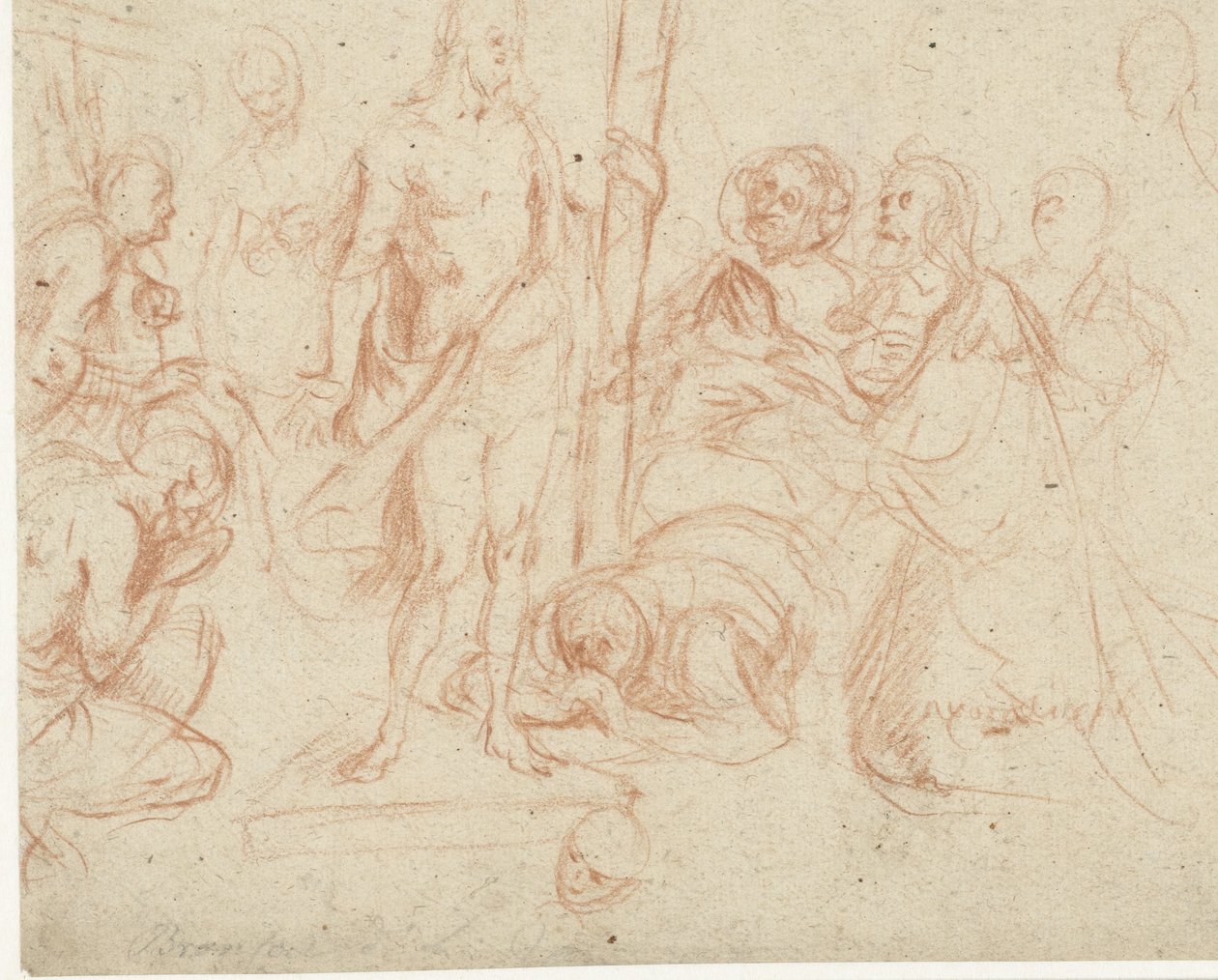 Kristus med korset, omgiven av knästående figurer av Jan Gerritsz. van Bronckhorst