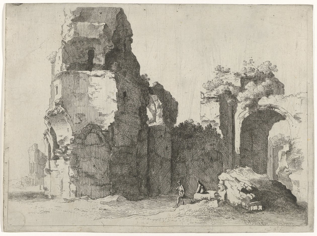 Romerska ruiner med två figurer av Jan Gerritsz. van Bronckhorst