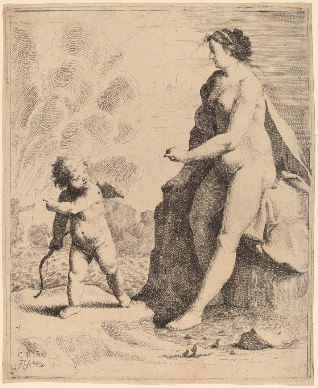 Venus och Amor av Jan Gerritsz van Bronckhorst after Cornelis