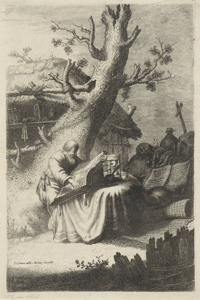 H. Hieronymus läser under ett träd av Jan Gillisz. van Vliet