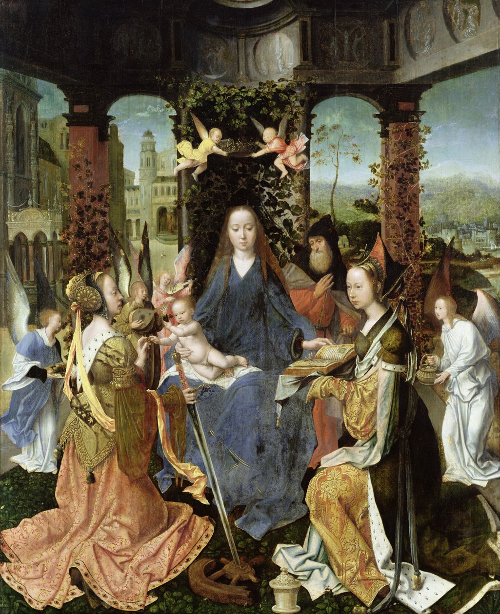 Madonna och barn med Maria Magdalena och St. Katarina av Jan Gossaert