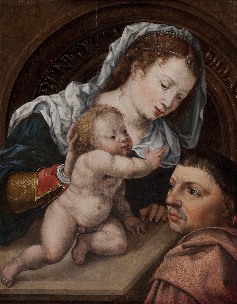 Maria med Jesusbarnet och givare av målningen av Jan Gossaert